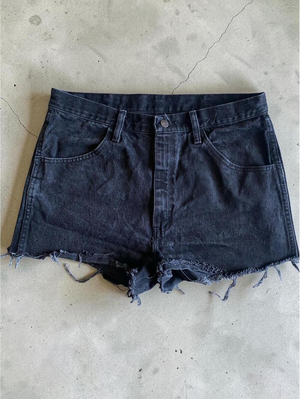 Rustler Women Shorts 34 Cutoff Jorts Faded Black Cotton Vintage Style Grunge
